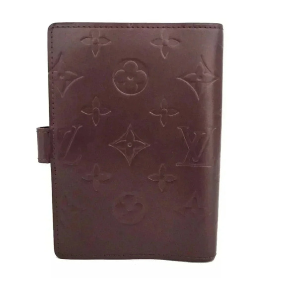 $119 Authentic Louis Vuitton Monogram Mat Agenda PM Notebook Cover Maroon FIRM - Picture 4 of 16
